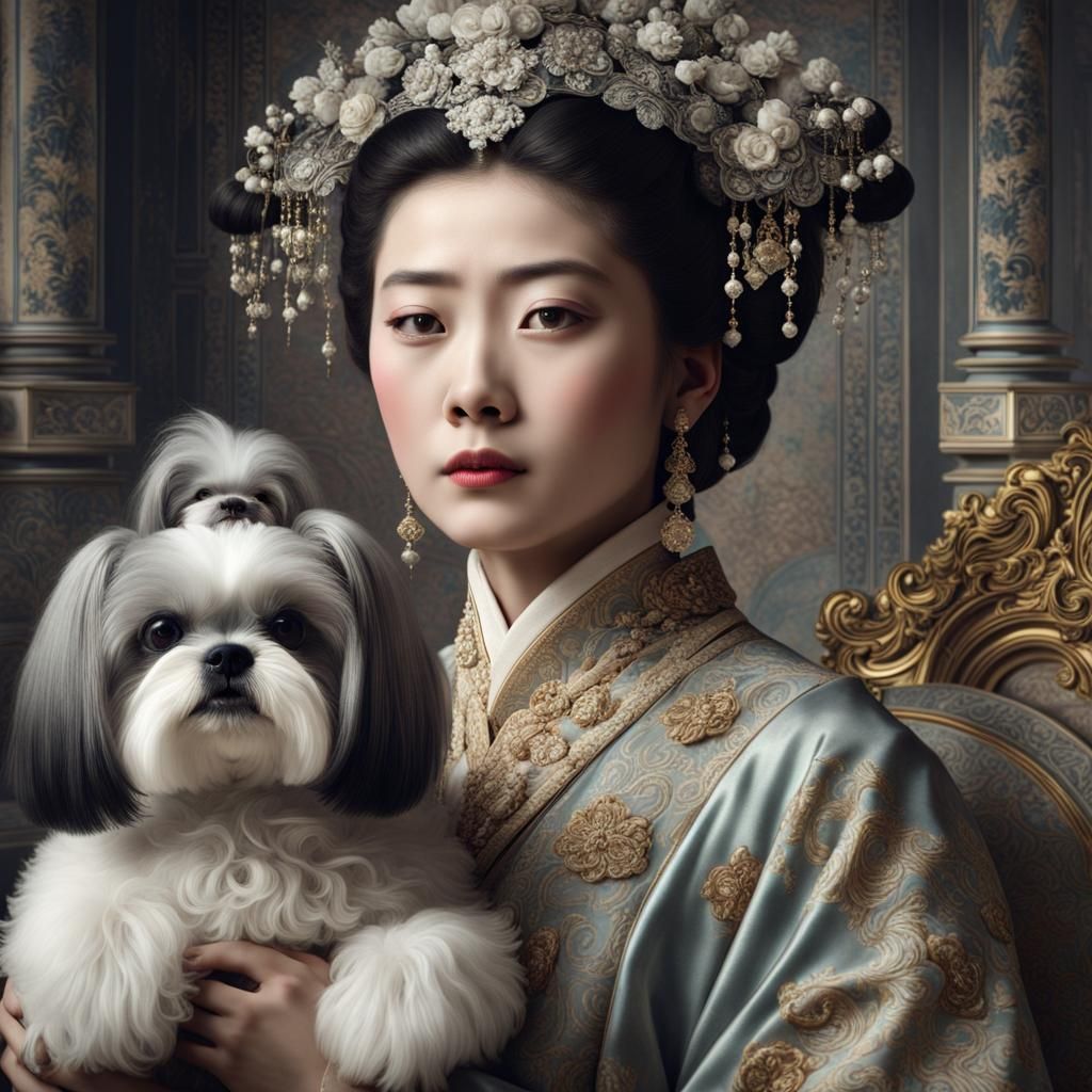 The Empress Ci Xi and her Shih Tzu