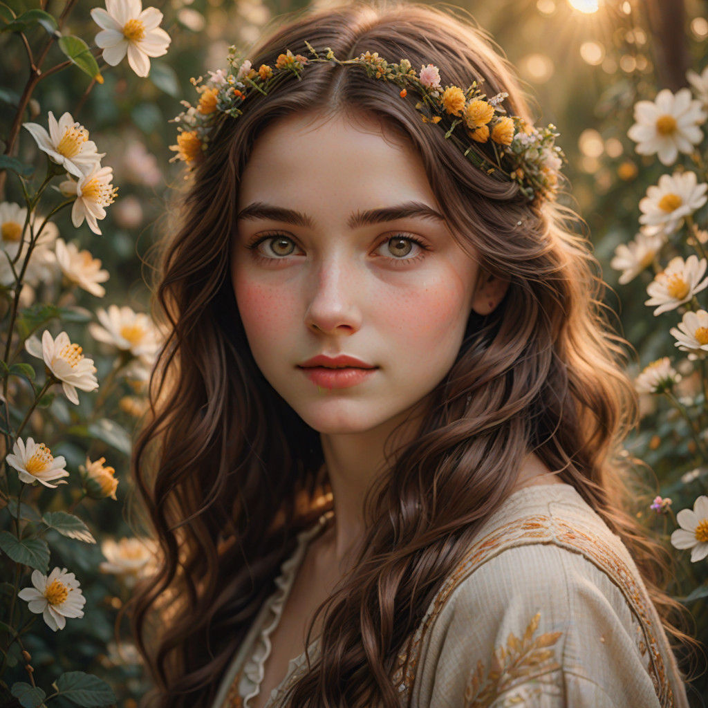 Whimsical Gentle Portrait in Dreamy Art Style