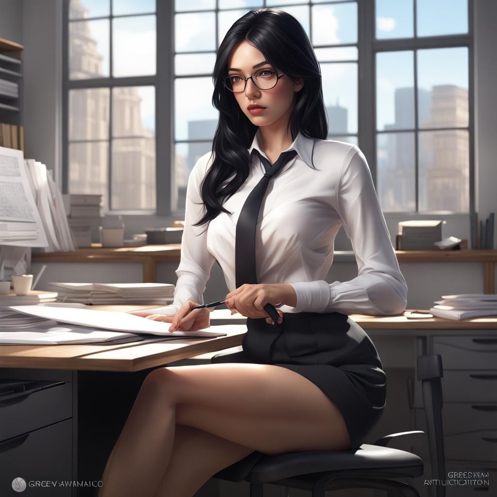 Secretary in Office: Photorealistic 3D Render