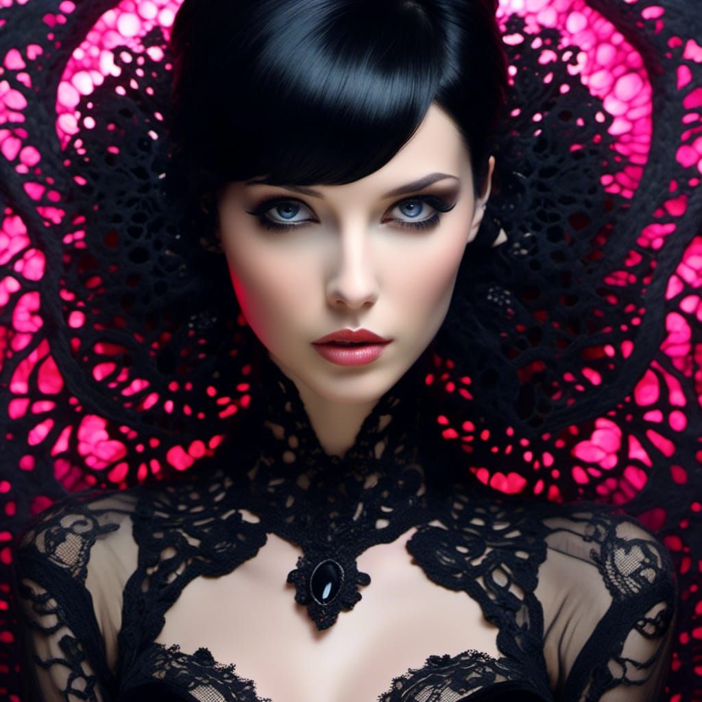 Noir Portrait of Italian Woman in Latex Lingerie