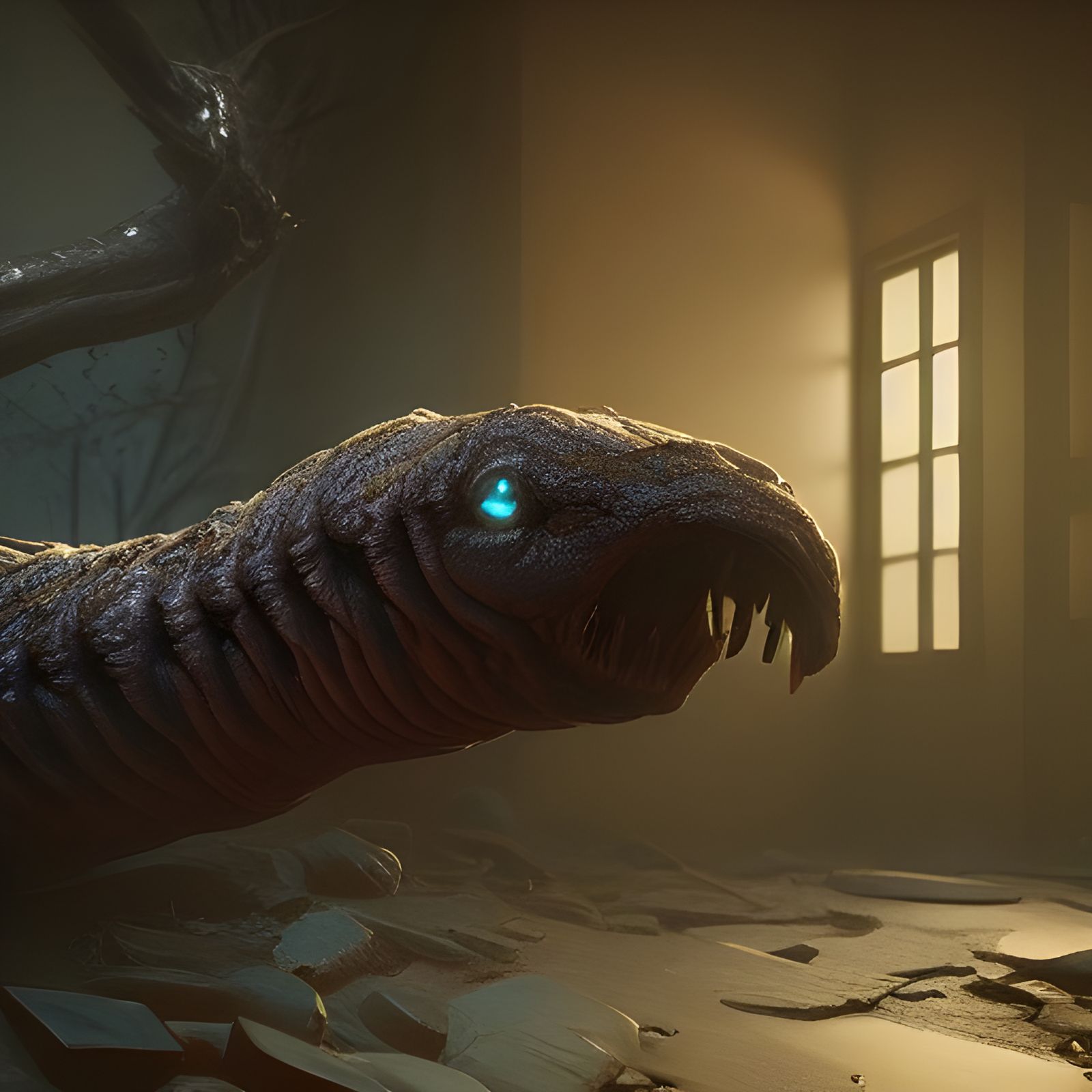 Sinister Evil Worm in Photorealistic 3D Rendering