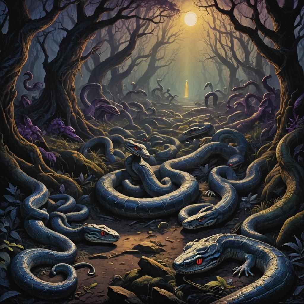 Mystical Reptile Ritual in Dark Fantasy Art