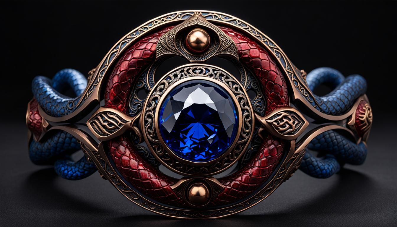 Serpent God Relic in Stark Bronze and Sapphire