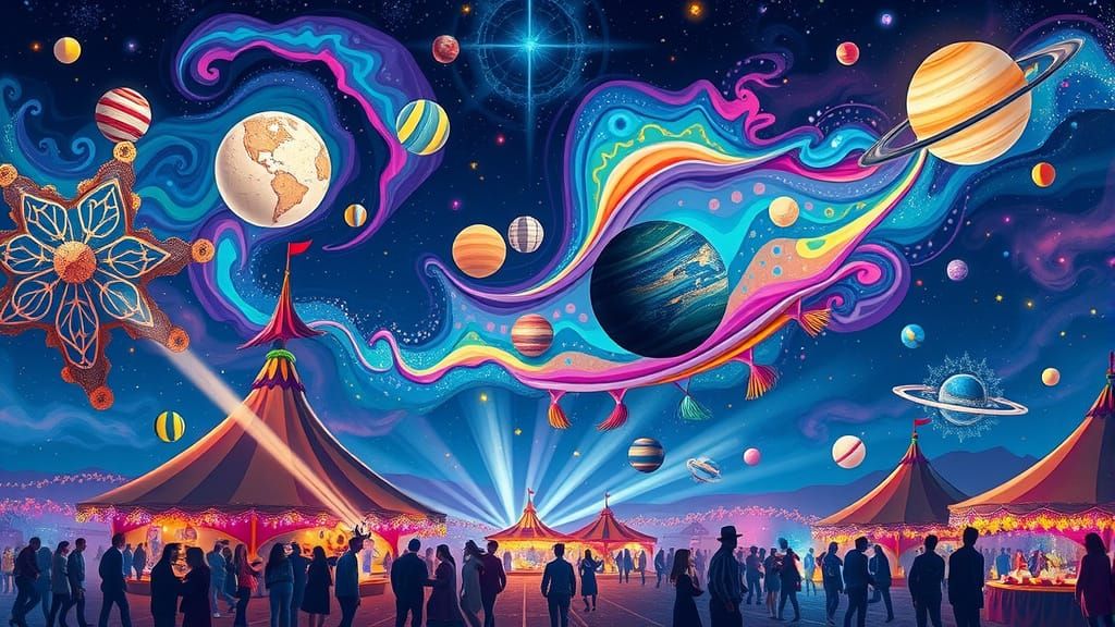 Celestial Celebration in Vibrant Carnival Atmosphere