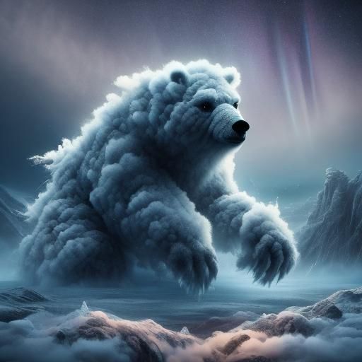 Quilled Polar Bear with Aurora Borealis
