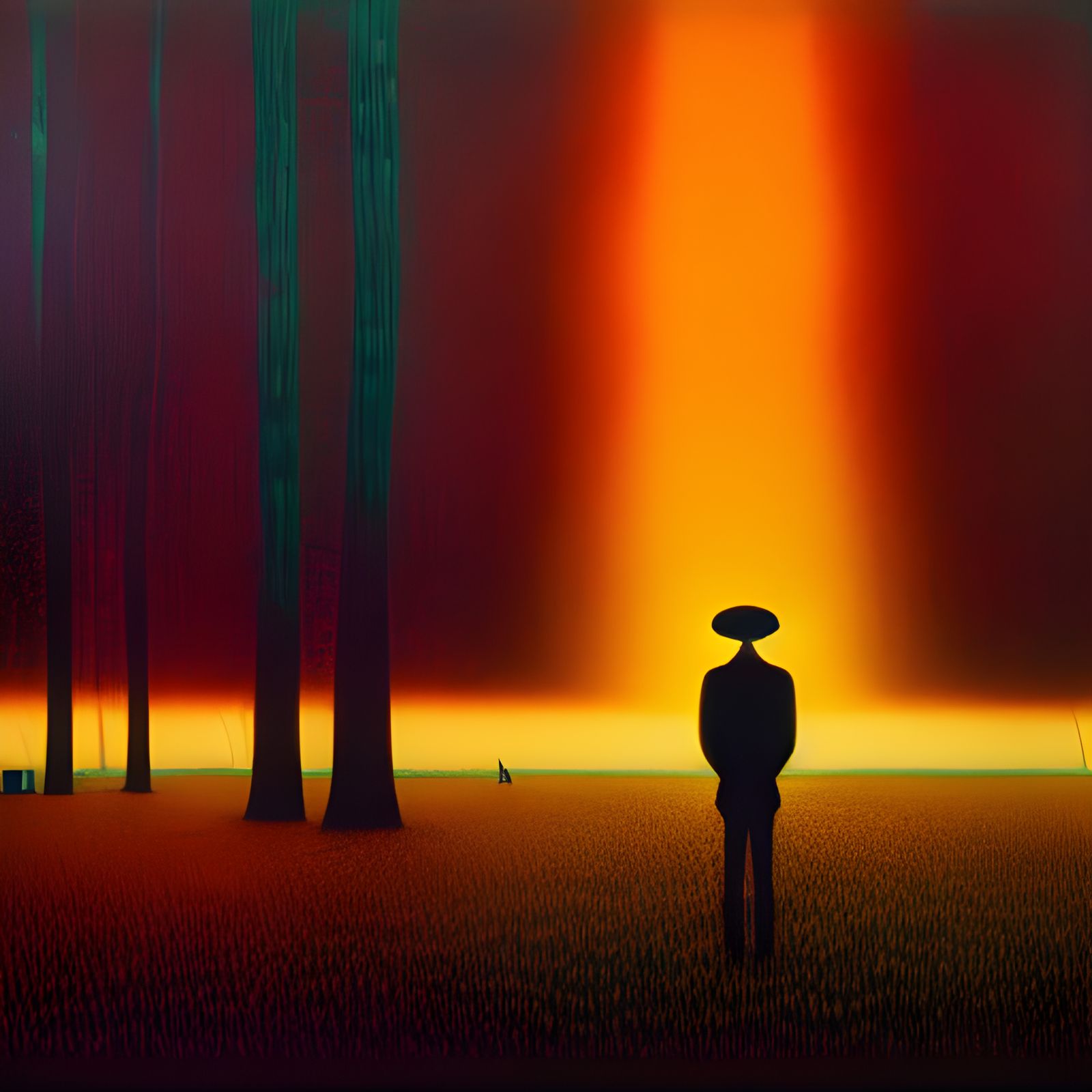 Solitary Silhouette: Surreal Ink and Acrylic Painting