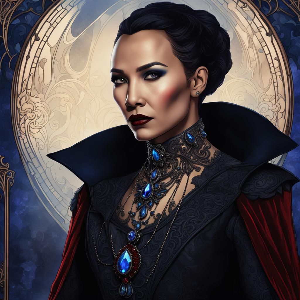 Vampire Portrait in Art Nouveau and Gothic Style