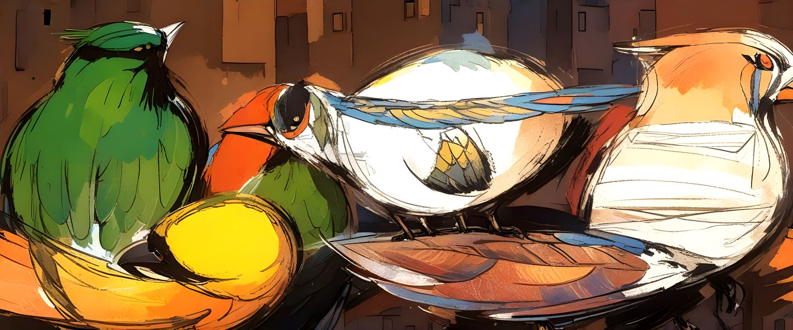 Vibrant Mediterranean Cityscape in Whimsical Style