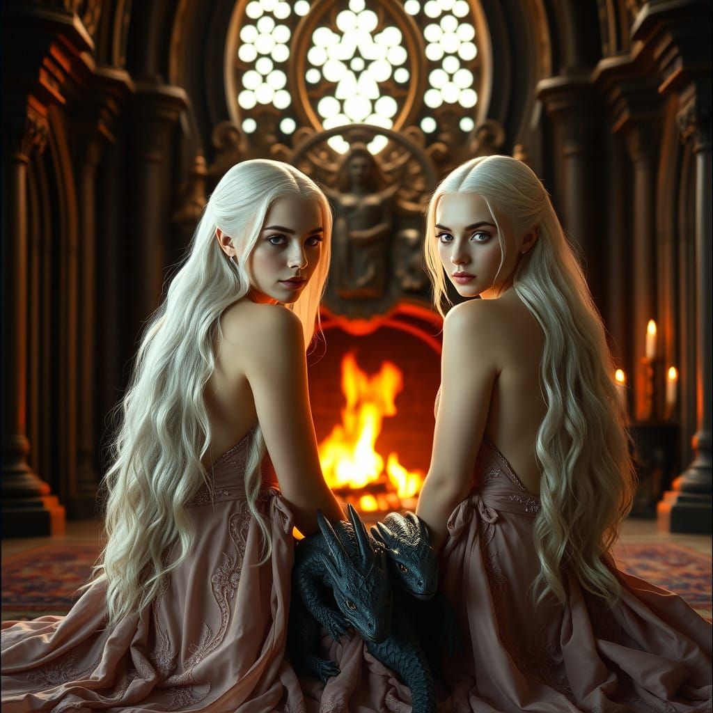 Elegant Targaryen Twins in Ancient Castle