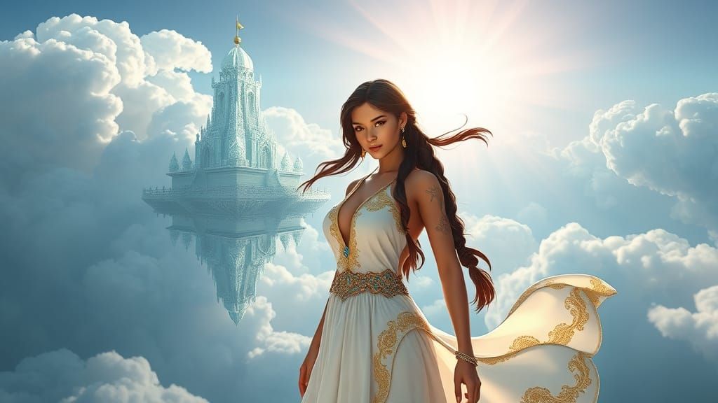 Lara Croft and Crystal Temple in Dreamy 3D Art