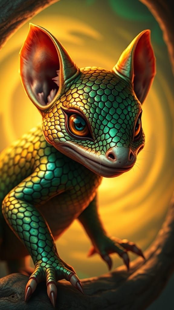 Kobold with Iridescent Scales in Dark Fantasy Style