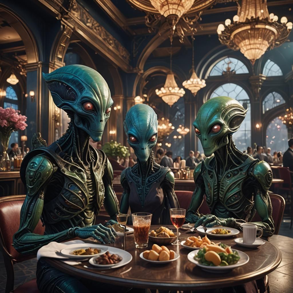 Aliens Fine Dining: Detailed Matte Painting