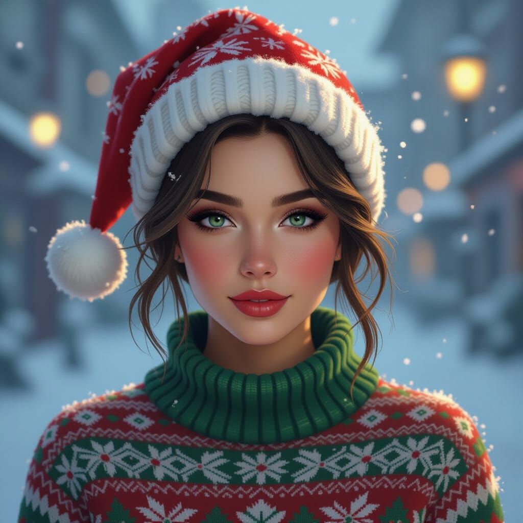 Person in Ugly Christmas Sweater Portrait, Dynamic Lighting