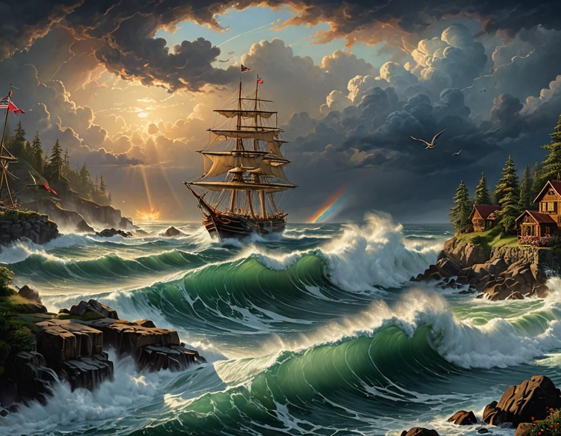 Raging Hurricane in Luminist Style