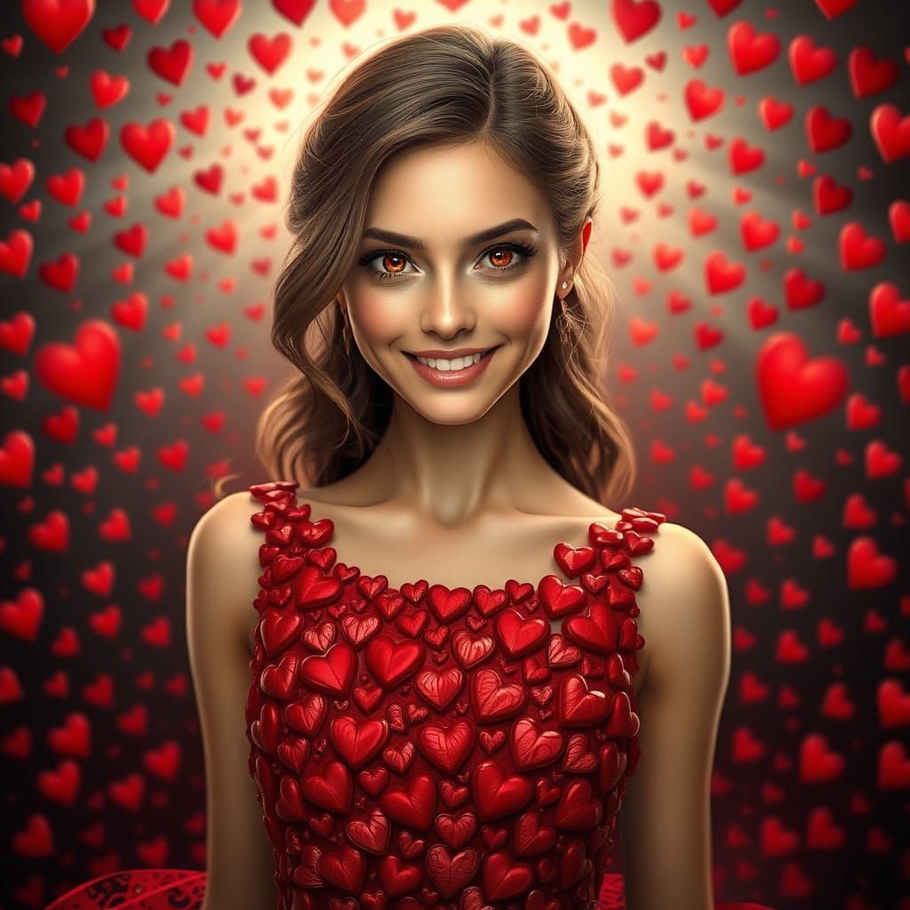 Ethereal Goddess of Enchantment in Crimson Heart Vortex