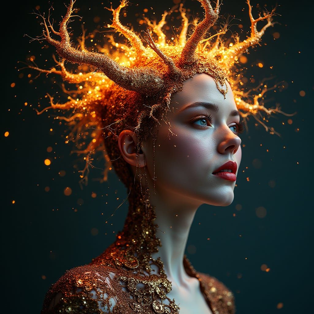 Neonpunk Portrait with Radioactive Elements