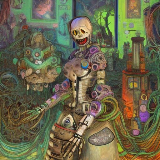 Post-Apocalyptic Robot in Toad Wonderland: Fantasy Horror Ar...