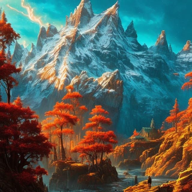 Scenic Mountain View in Anime Style