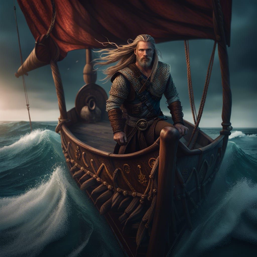 Viking Warrior on a Ship: Fantasy Concept Art