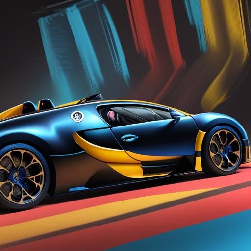 Hyperrealistic Splash Art of Bugatti Hypercar