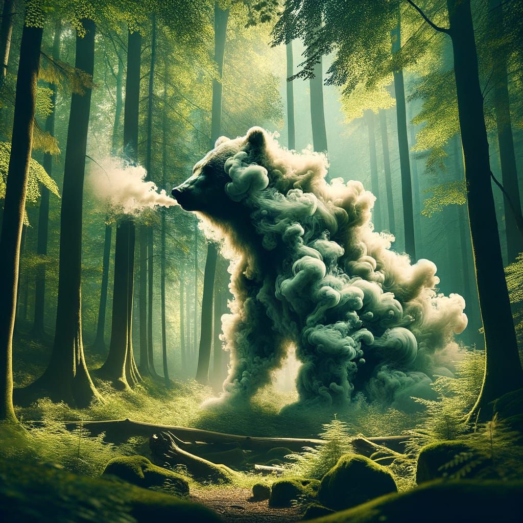 Ethereal Smoke Bear in Forest