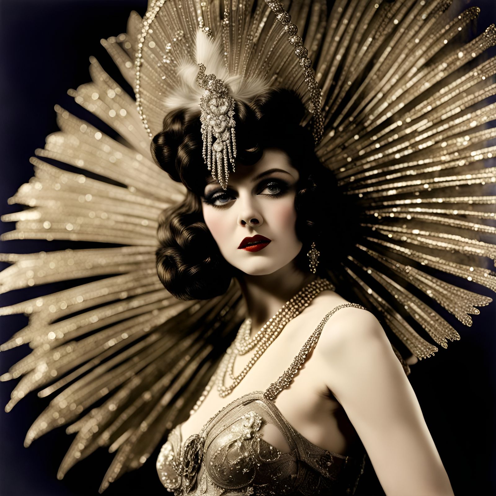 Ziegfeld Showgirl Portrait in Detailed Matte Painting Style