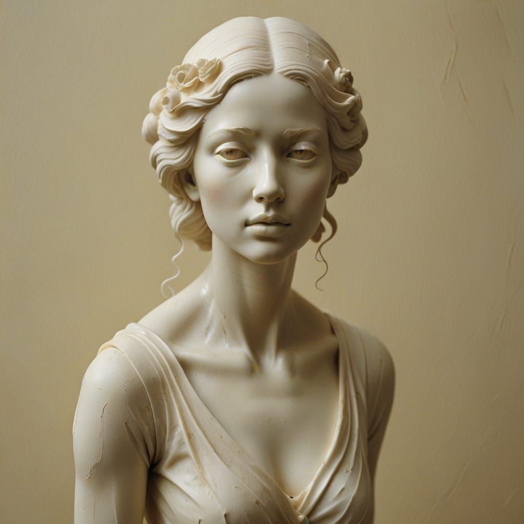 Ethereal Butter Sculpture of a Serene Woman
