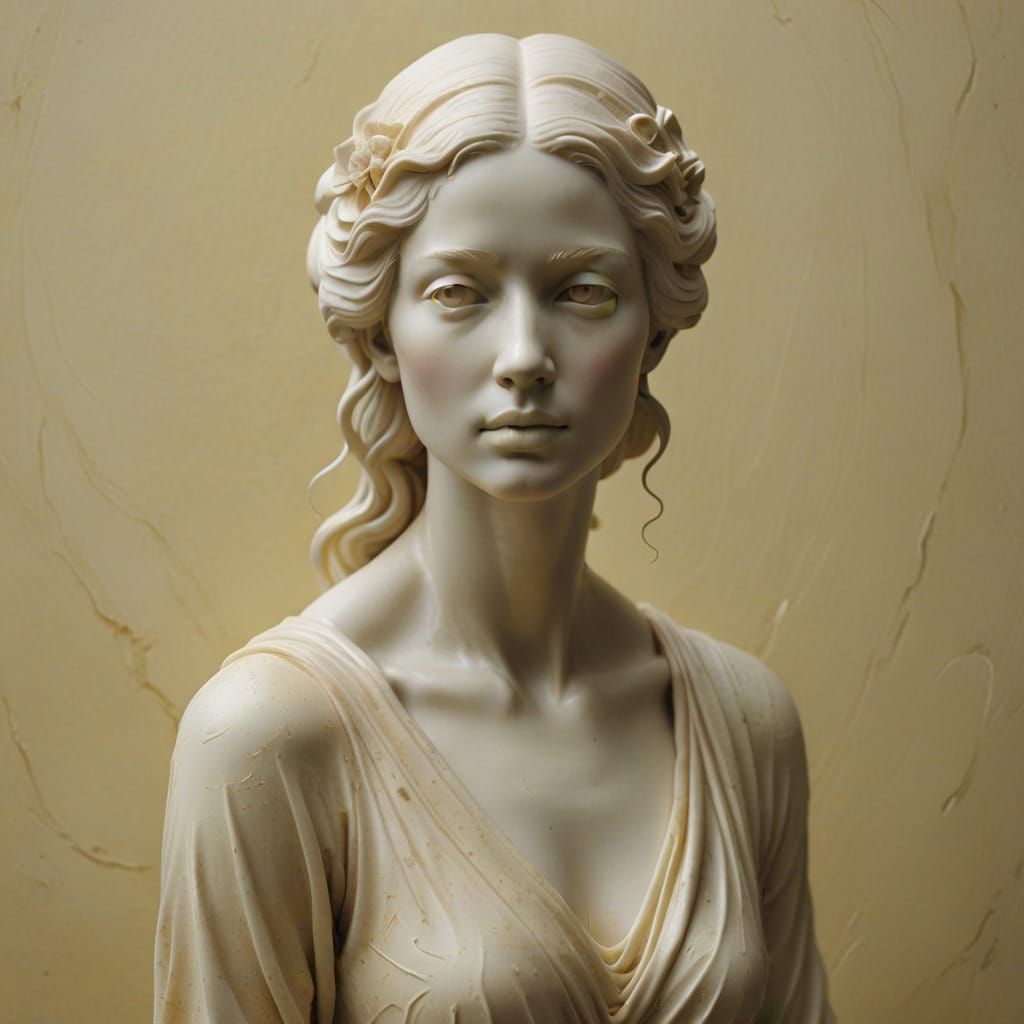 Surreal Monochromatic Butter Sculpture in Soft Focus