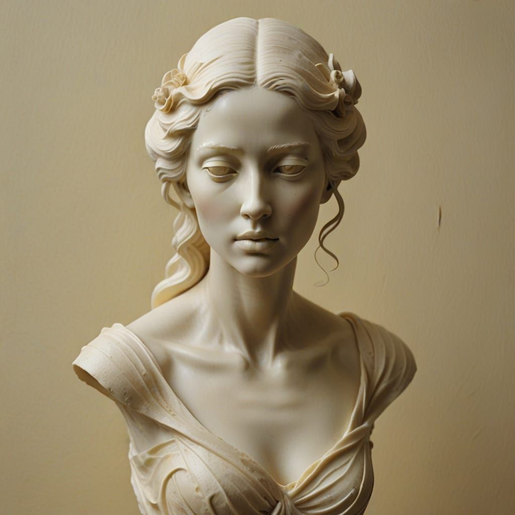 Ethereal Butter Sculpture of a Serene Woman