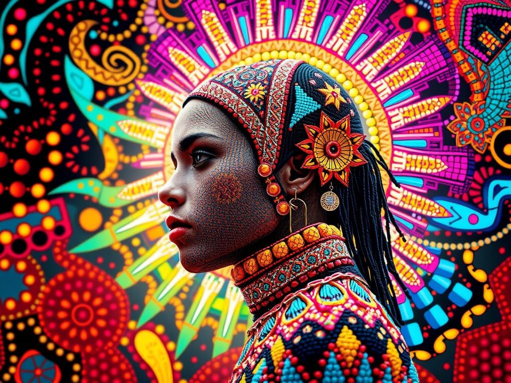 Surreal Masterpiece Capturing Inner Conflict in Vibrant Mosa...
