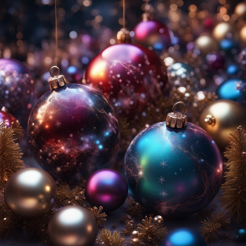 Galaxies of Christmas Baubles: Detailed Matte Painting