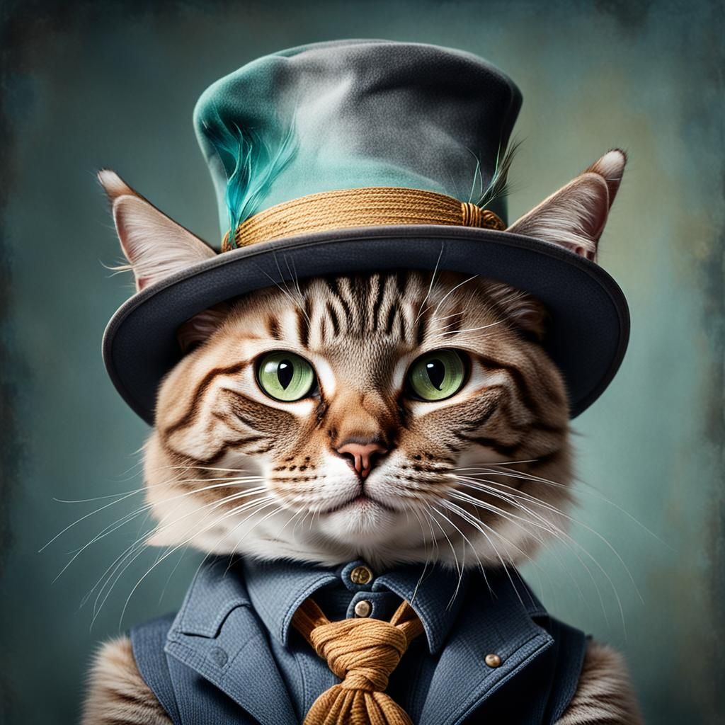 Anthropomorphic Cat Posing for Portrait
