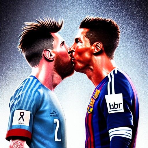 Messi and Ronaldo Portrait in Hyperdetailed Style