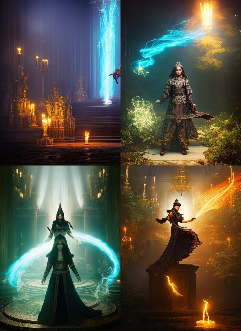 Powerful Magician with Bioluminescent Spells in Digital Art