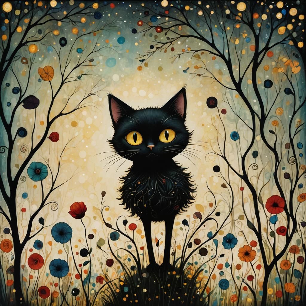 The scruffy black cat