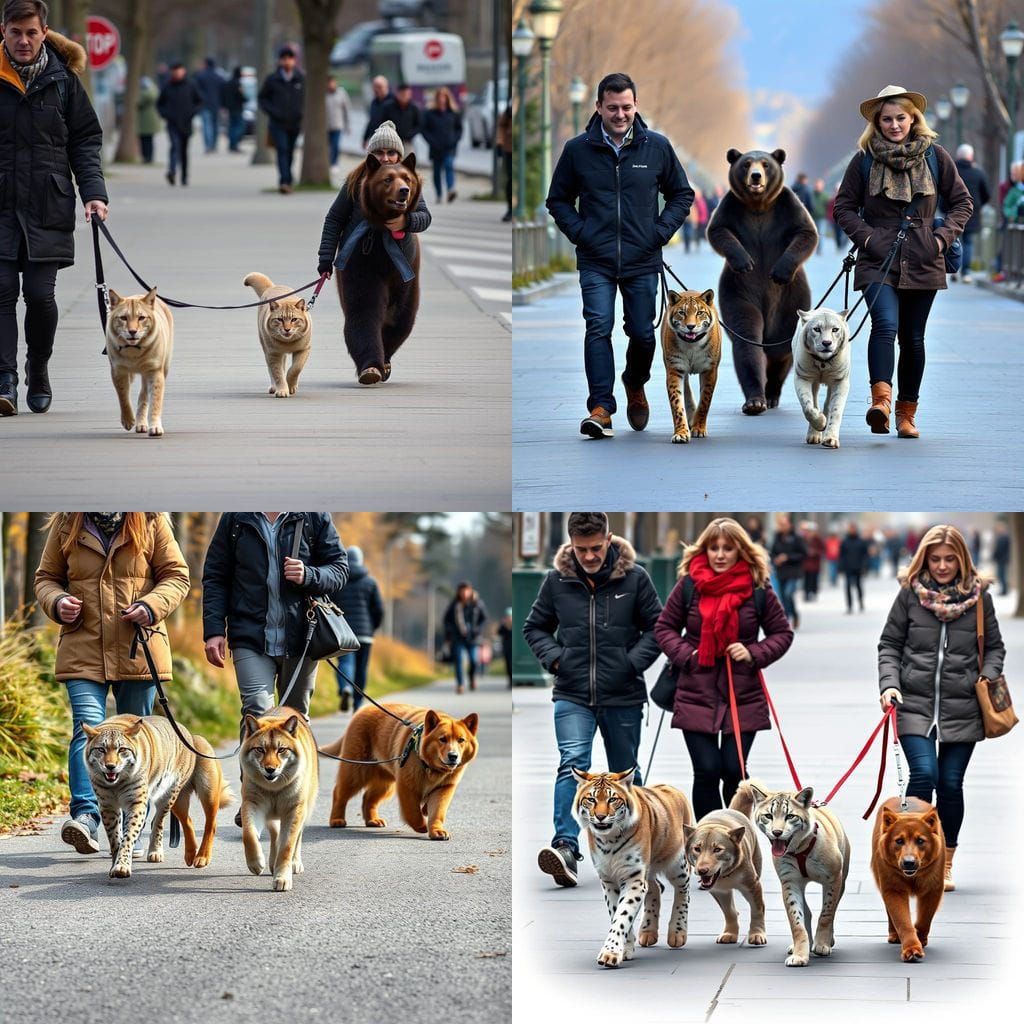 Walking Wild Pets: Cats, Dogs, Lynxes and Bears