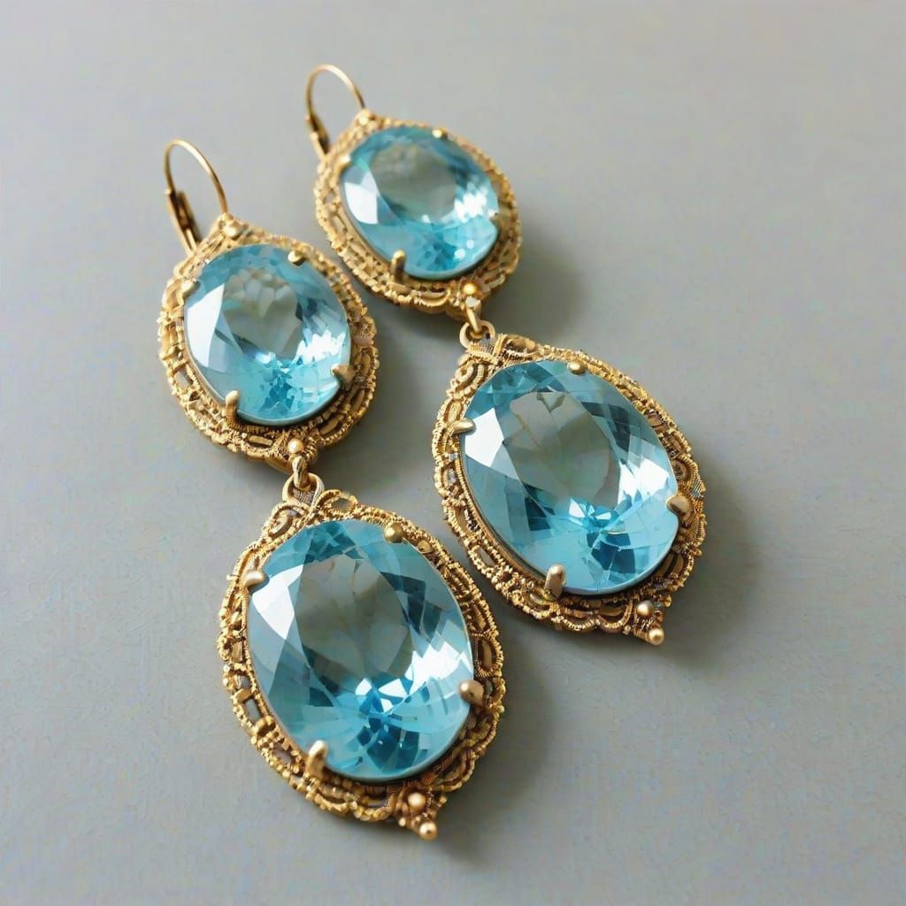 Antique Aquamarine Jade Earrings