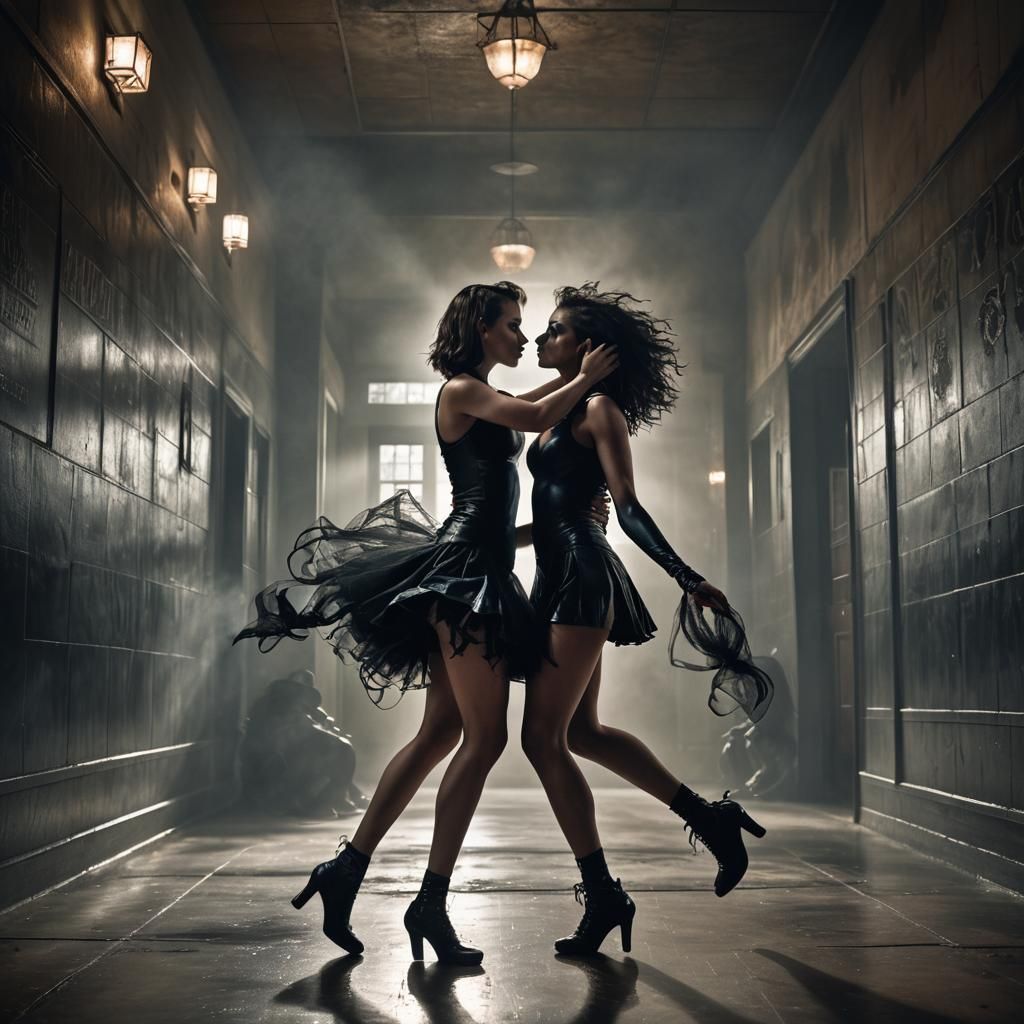 Dark Fantasy Kiss: Woman and Demon in School