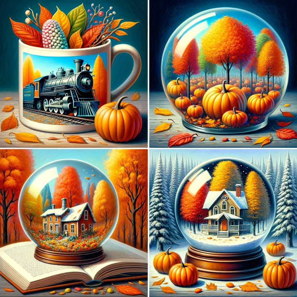 Surreal Autumn Scenes in Oil Paint