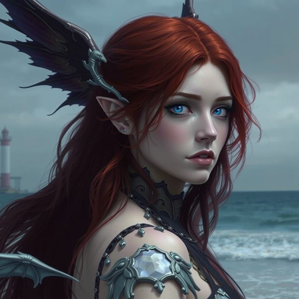 Galaxy-Blue Eyed Irish Fae on the Beach