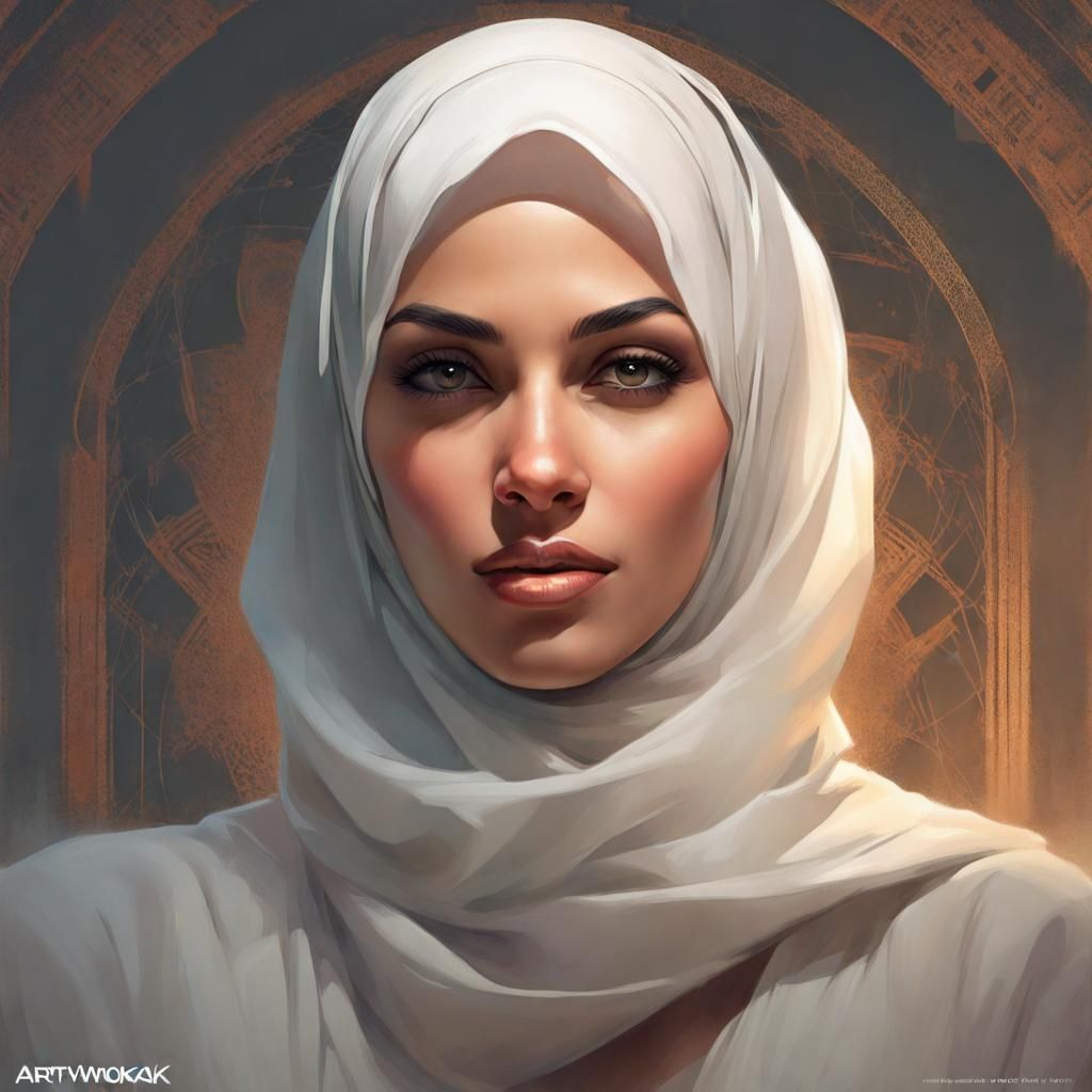 Beautiful Woman in Hijab: Hyperdetailed Digital Portrait