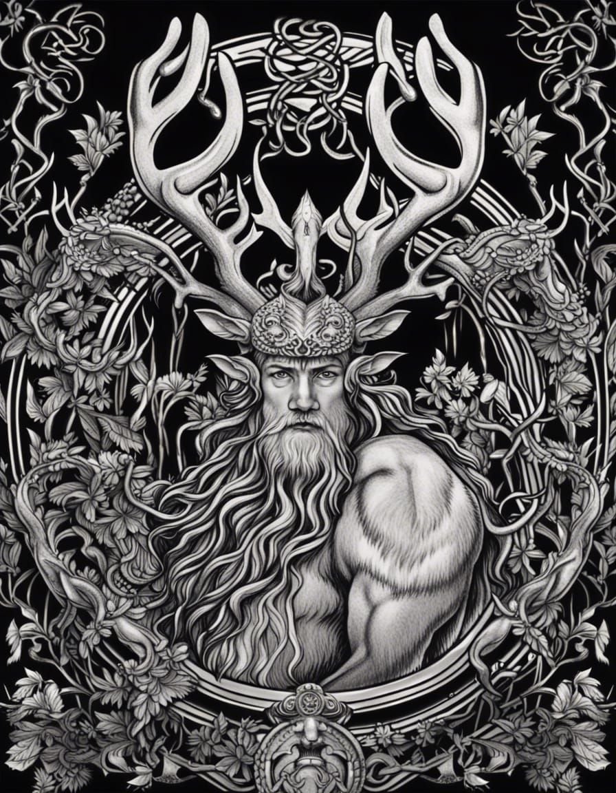 Cernunnos: Celtic God with Antlers in Graphic Art