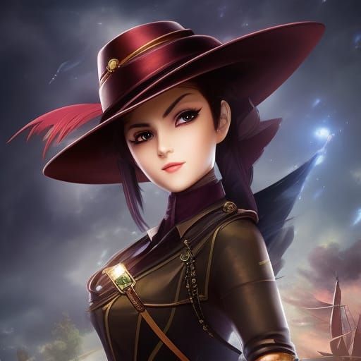 Steampunk Indian Detective in Anime Style