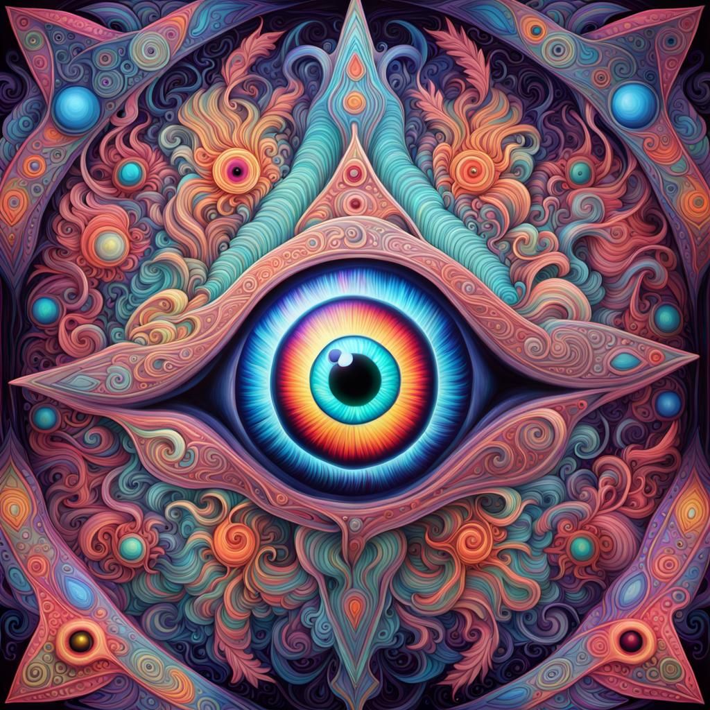 Mystical Cosmic Third Eye in Neon Pastel