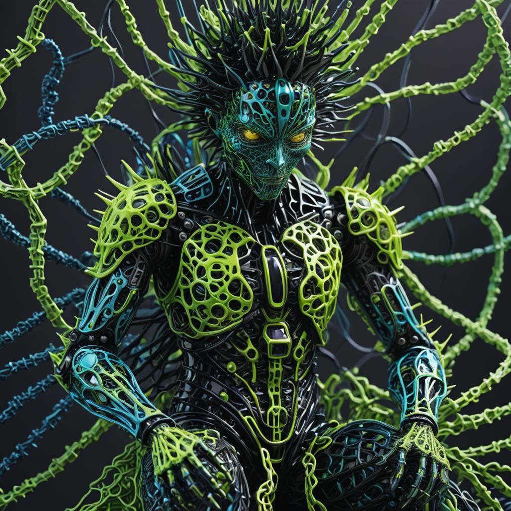 A cyborg but made out of the distinctive 'spikey' shape of a...