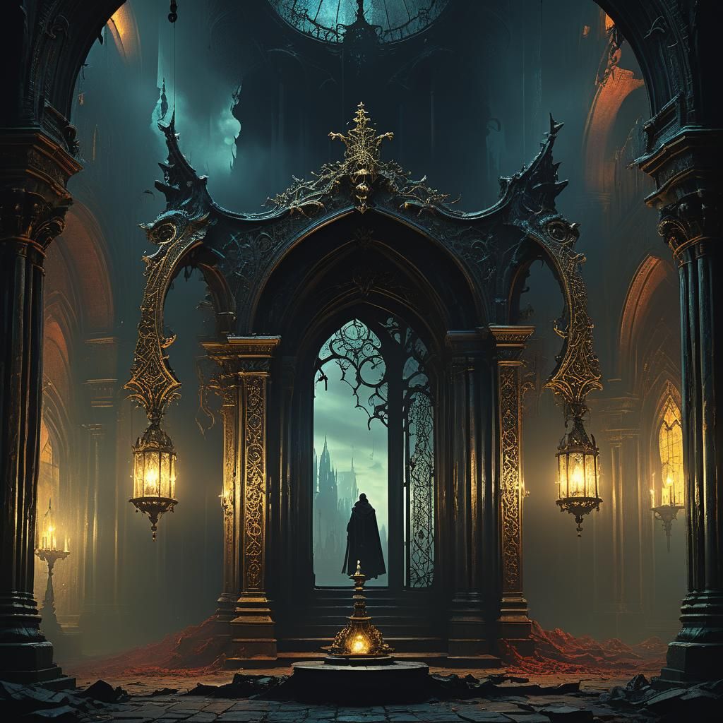 Ornate Scales Balance Light in Gothic Mysticism