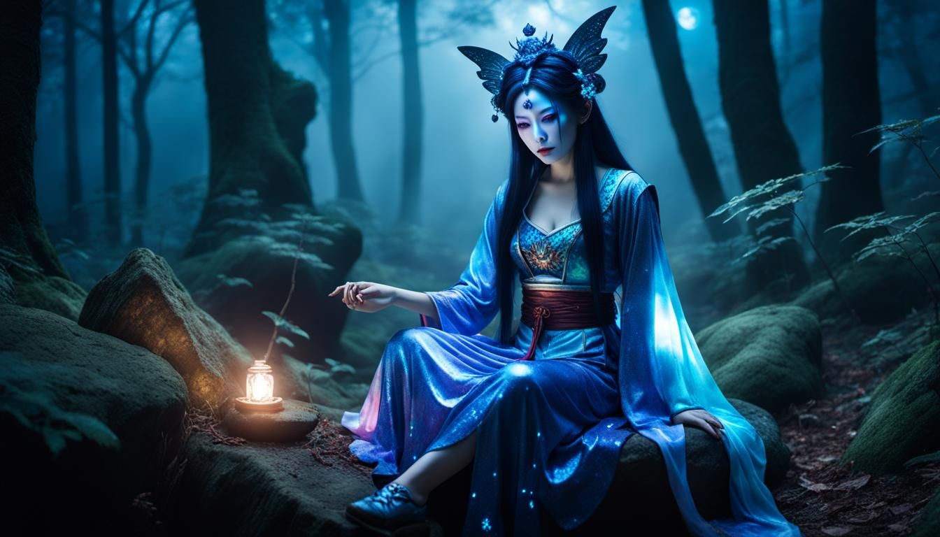 Ethereal Fairy Goddess in Forest of Nightmares