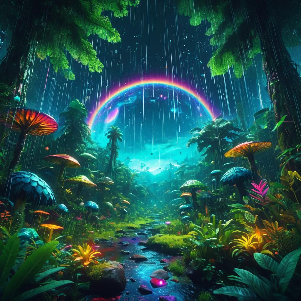 Rain forest, lluvia, arcoíris