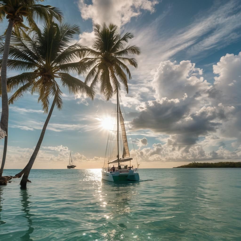 Tropical Sailboat at Sunset: Photorealistic CryEngine Panora...