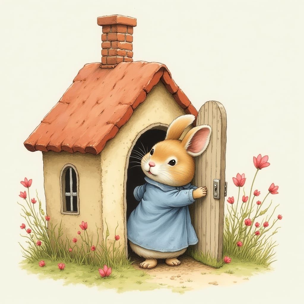 Puppy Resting in Lilac House, Potter Style